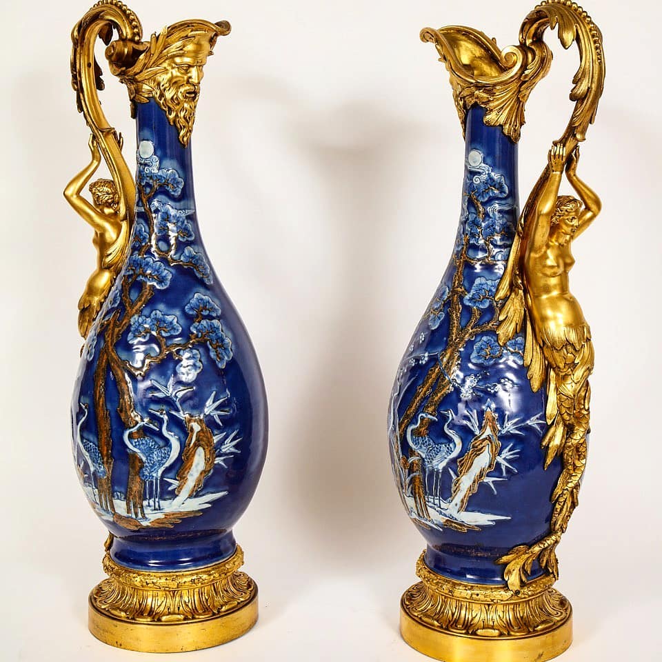French Louis XVI Style Ormolu Mounted Chinese Export Porcelain Vases - at Alexander's Antiques at Manhattan Art & Antiques Center