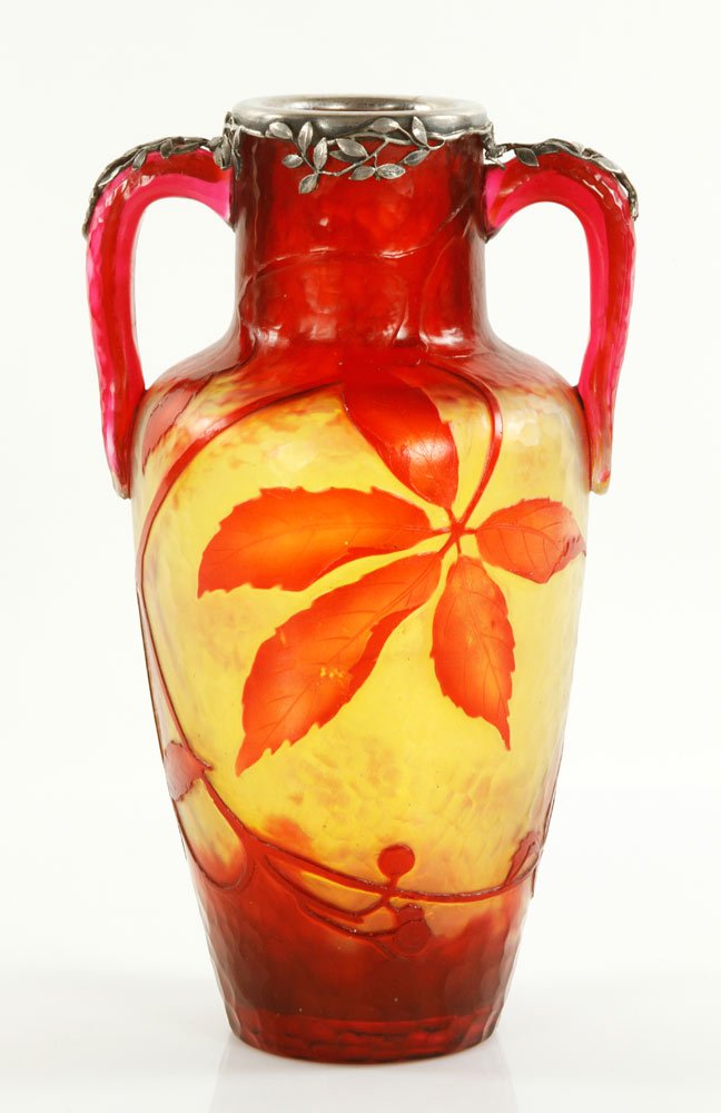 Rare Cameo Glass Daum Nancy Martele vase - At Sakai Antiques – at The Manhattan Art & Antiques Center 