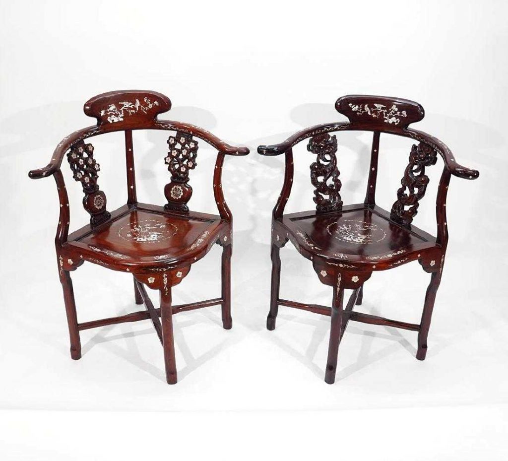Pair of Chinese Wood & Mother-of-Pearl Chairs - Manhattan Art & Antiques Center - November 2018 Auction 