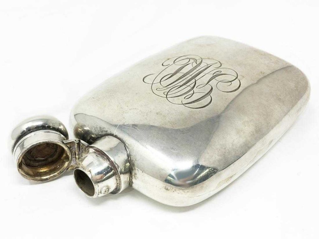 Sterling Silver Liquor Flask Made By Wallace Silversmiths - at Estate Silver Co. at The Manhattan Art & Antiques Center