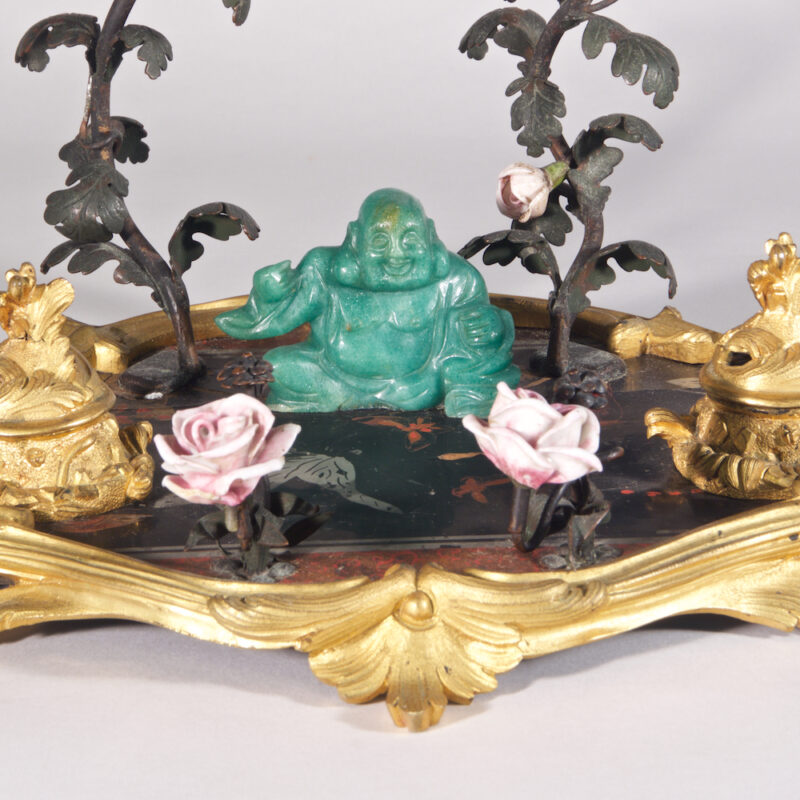 A Finely Cast Gilt-Bronze and Porcelain Inkwell - Image 2