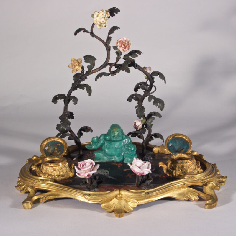A Finely Cast Gilt-Bronze and Porcelain Inkwell - Image 3