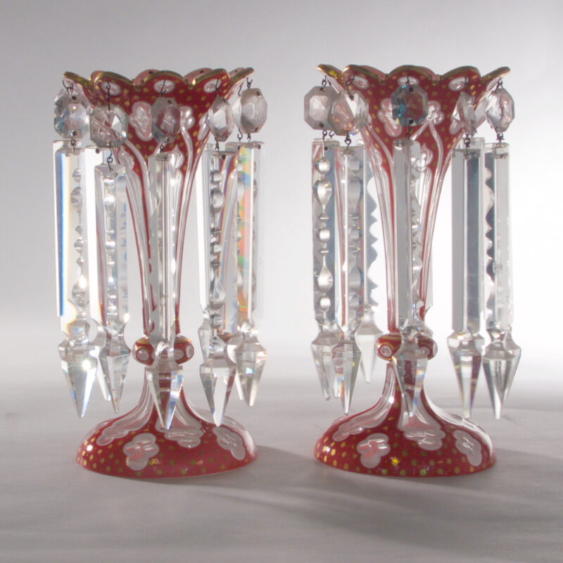 A Fine Pair of Overlay Bohemian Glass Lusters