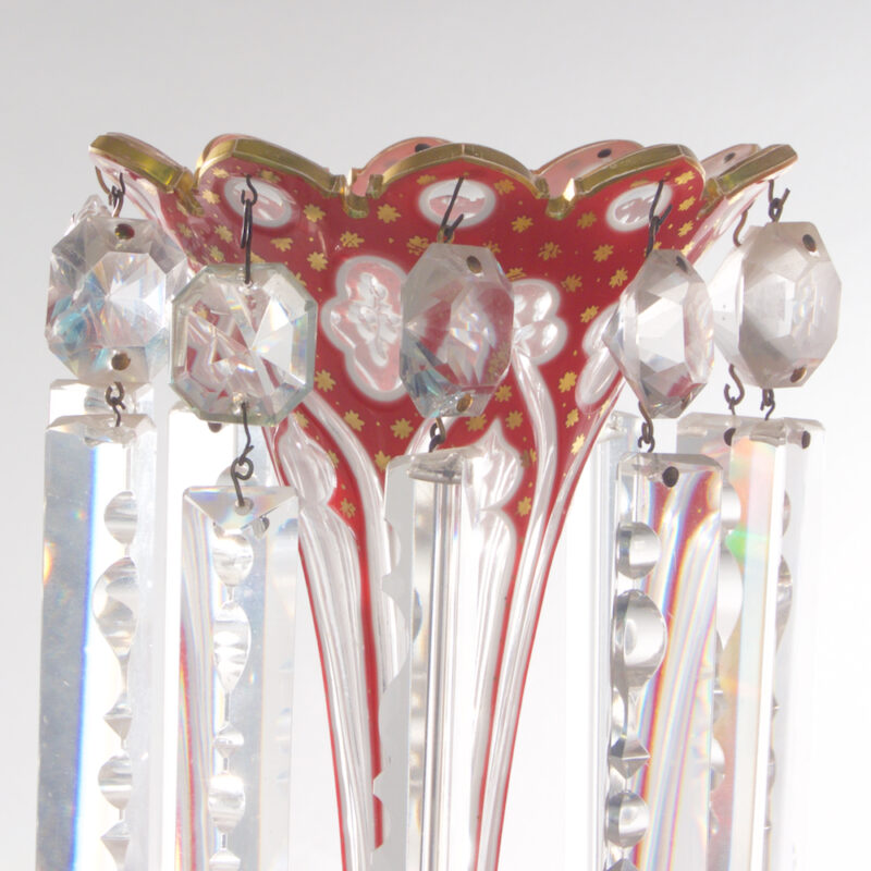 A Fine Pair of Overlay Bohemian Glass Lusters - Image 2