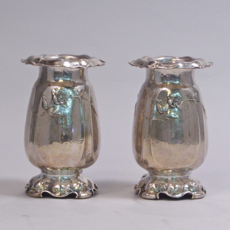 Pair of Gorham Martele Silver Vases