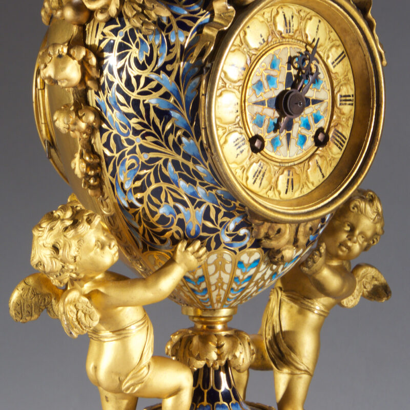 Elegant Louis XV Style Champleve Enamel and Gilt Bronze Clock by Tiffany & Co. - Image 3