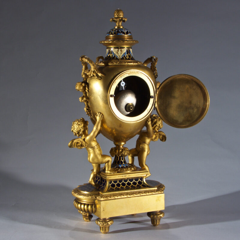 Elegant Louis XV Style Champleve Enamel and Gilt Bronze Clock by Tiffany & Co. - Image 4