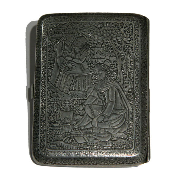  19th Century - Qajar Sterling Silver Cigarette Case, Iran - at Anavian Gallery - at Manhattan Art and Antiques Center