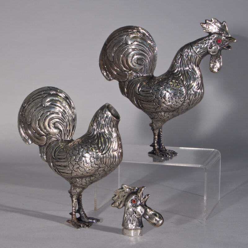Pair of Silver Roosters - Image 2