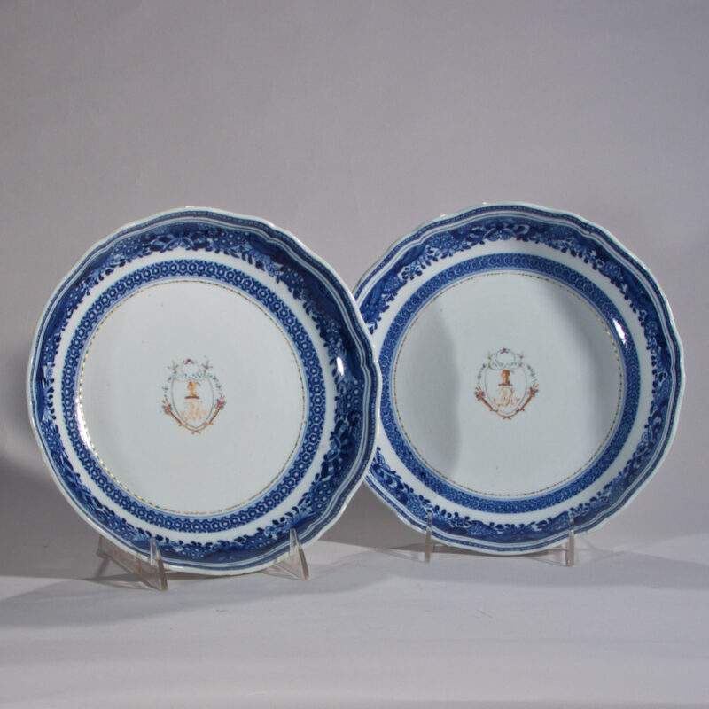 A Pair of Chinese Export Fitzhugh Border Soup Plates