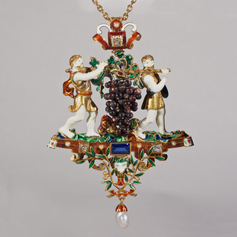 Gold, Enamel and Gem Set Pendant in the Renaissance Taste By Lucien Falize