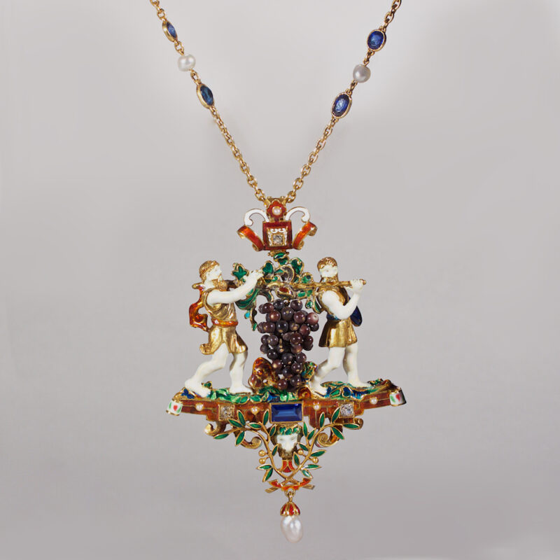 Gold, Enamel and Gem Set Pendant in the Renaissance Taste By Lucien Falize - Image 2