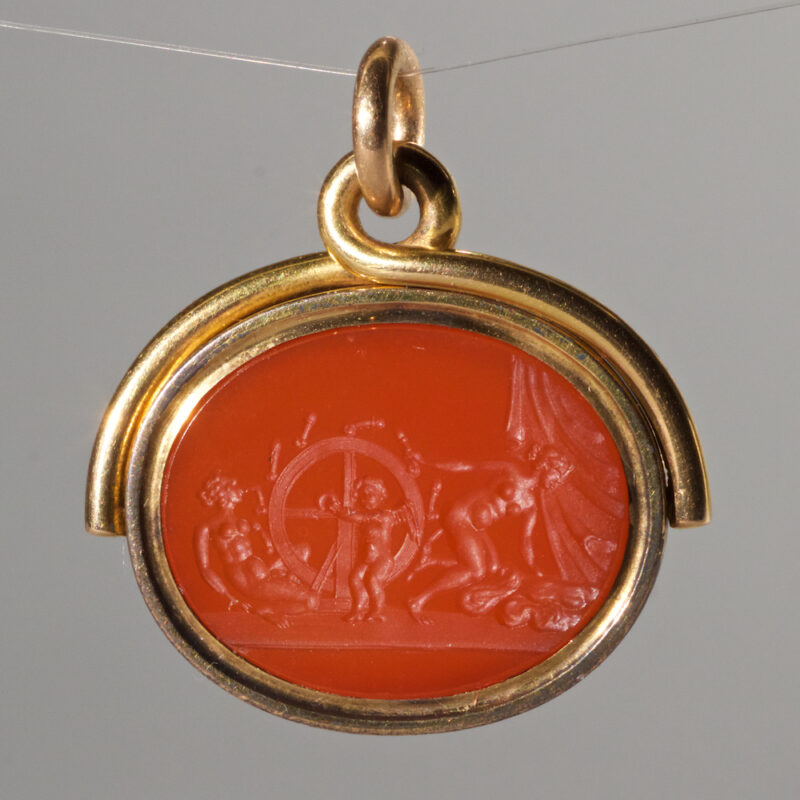 Erotic Gold and Carnelian Swivel Seal - 