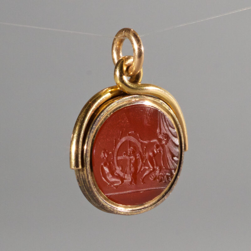 Erotic Gold and Carnelian Swivel Seal -