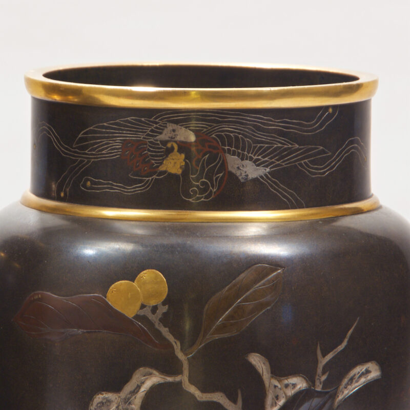 Japanese Meiji Mixed Metal Vases -