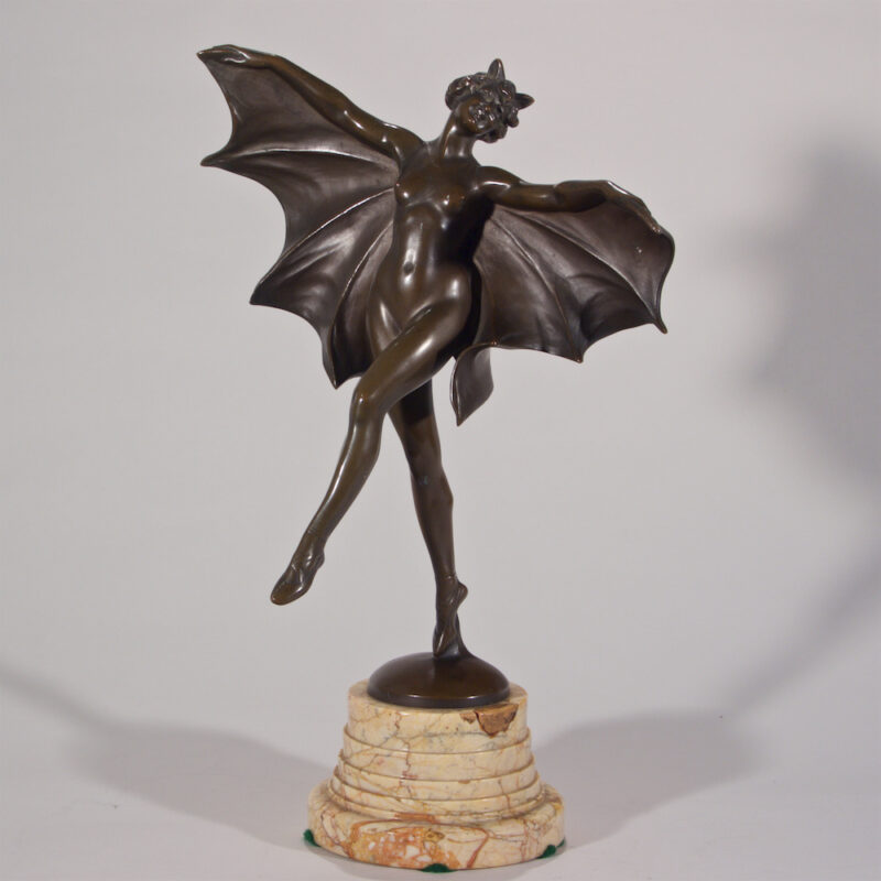 Art Nouveau Bronze of Bat Girl by Bruno Zack - 