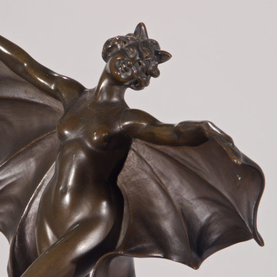 Art Nouveau Bronze of Bat Girl by Bruno Zack -