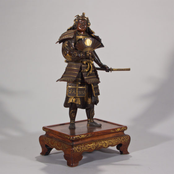 Pair of Japanese Bronze Samurai Warriors by Miyao -