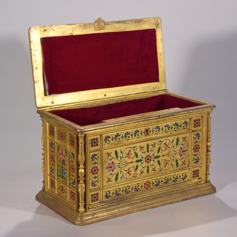 Enamel and Bronze Jewelry Casket -