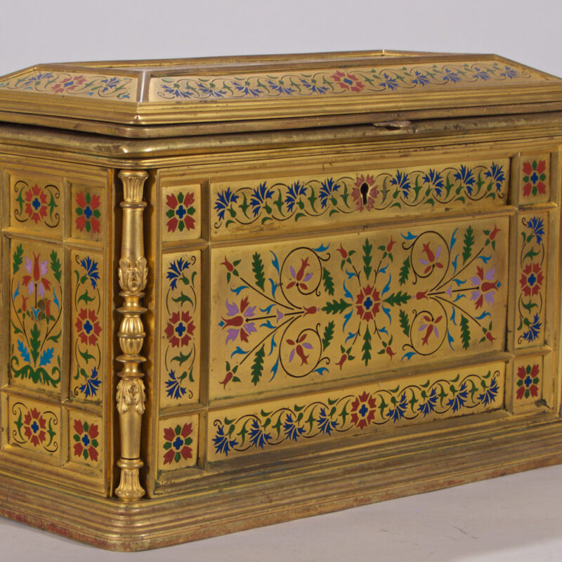 Enamel and Bronze Jewelry Casket -