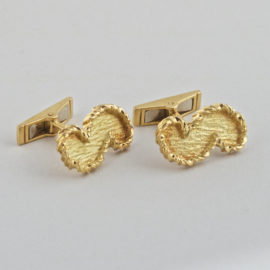 Pair of French 18K Gold Textured Cufflinks