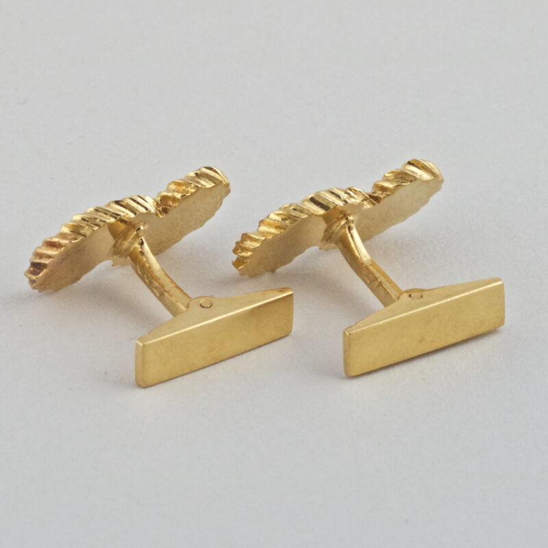 Pair of French 18K Gold Textured Cufflinks