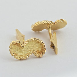 Pair of French 18K Gold Textured Cufflinks