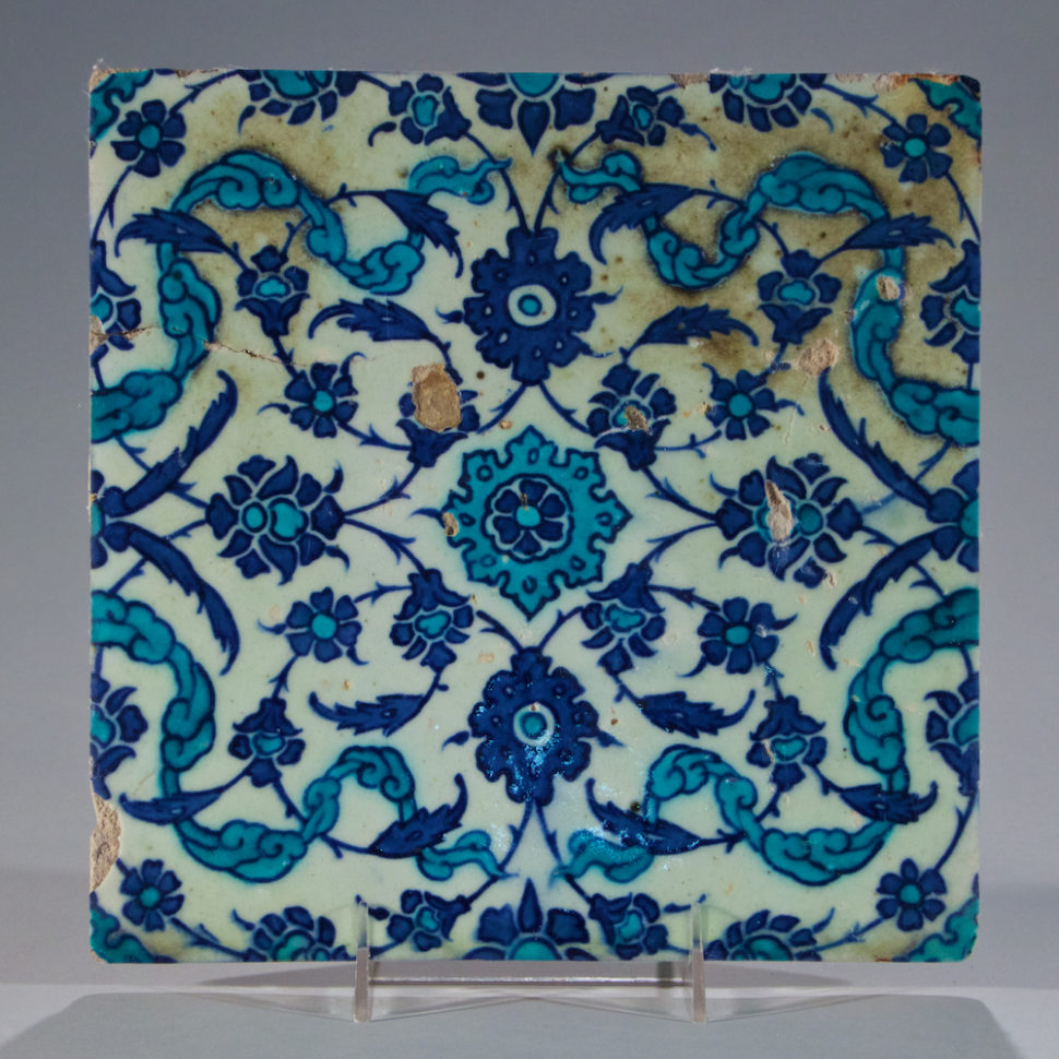 Iznik Pottery Blue and White Tile from 1520’s