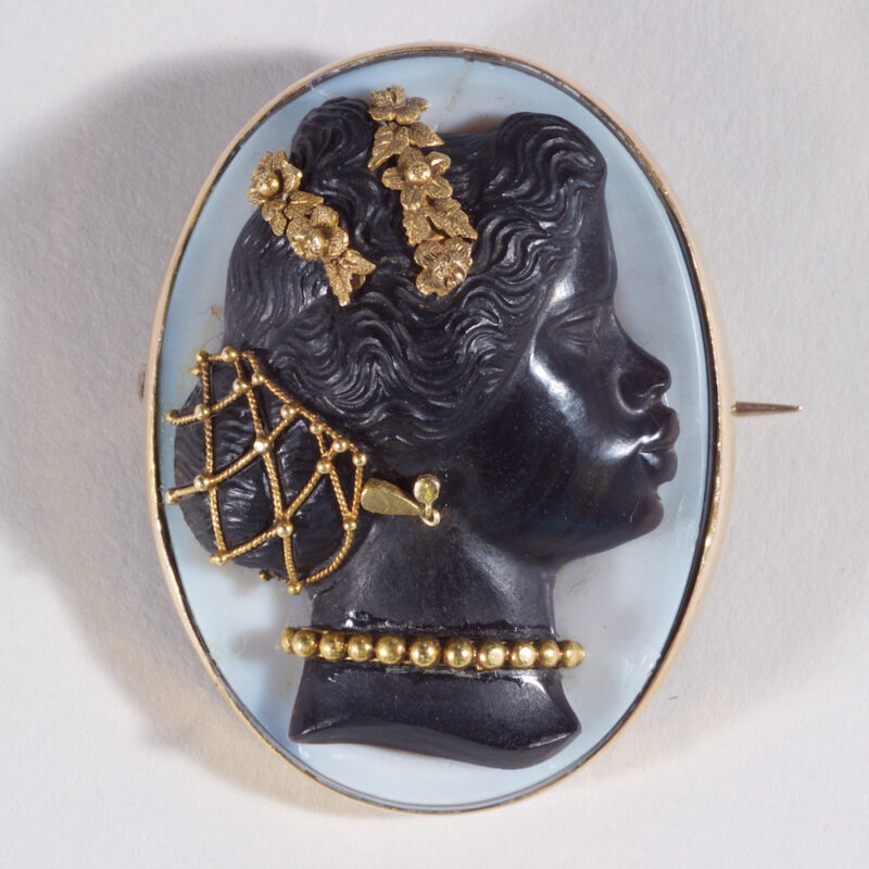 Impressive Hardstone Blackamoor Habille High Relief Cameo Brooch