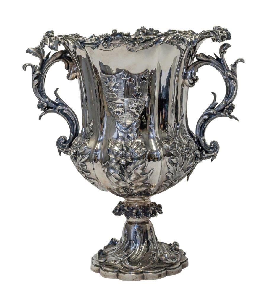 Antique and ornate English Silver Wine-Coole