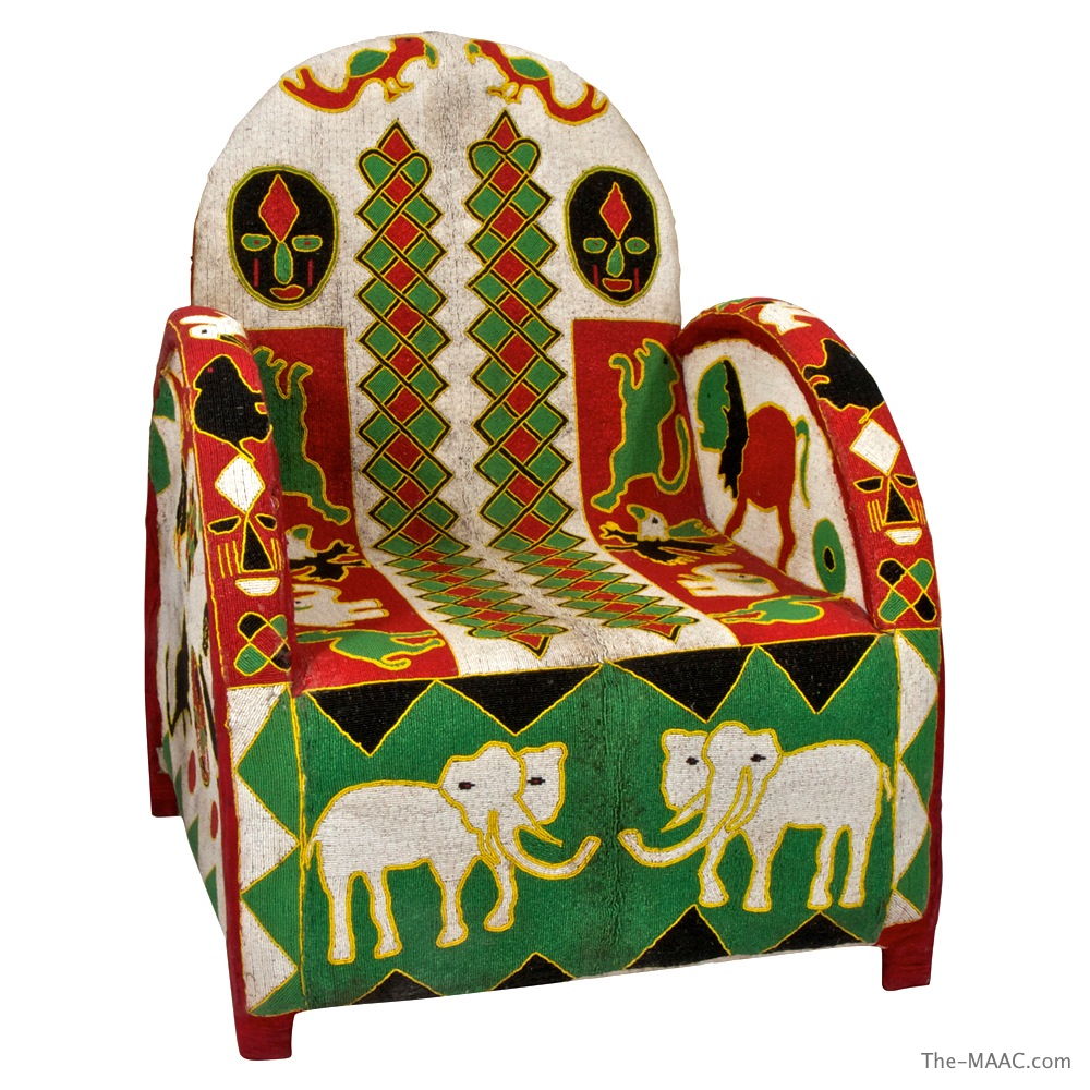 Colorful Ogoni Tribe Beaded Chair