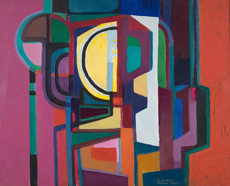 Untitled by Roberto Burle Marx, 1970. Signed and dated “R.BURLE/MARX 1970” at lower right. Acrylic on canvas, 51 by 63 inches. New York Botanical Garden.