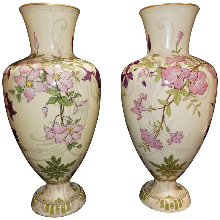 Signed Pair of Sevres ‘Third Republic’ Pate Nouvelle Pale Yellow Ground Vases
