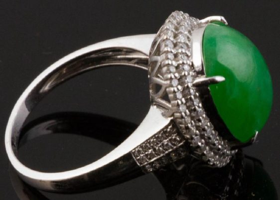 jade white gold ring