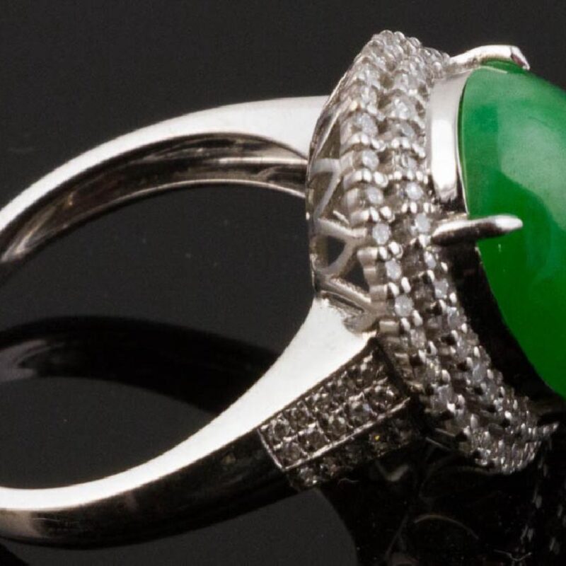 jade white gold ring
