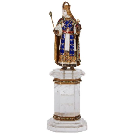 enamel gold and crystal figure