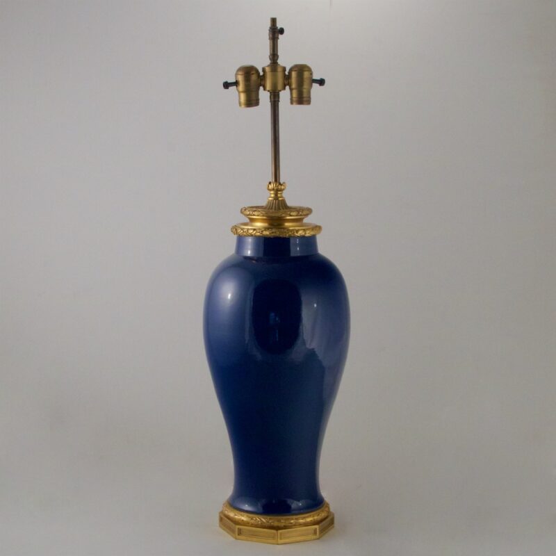 Antique Chinese Blue Padre Porcelain Table Lamp