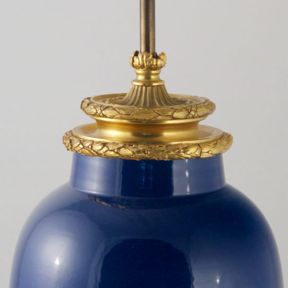 Antique Chinese Blue Padre Porcelain Table Lamp