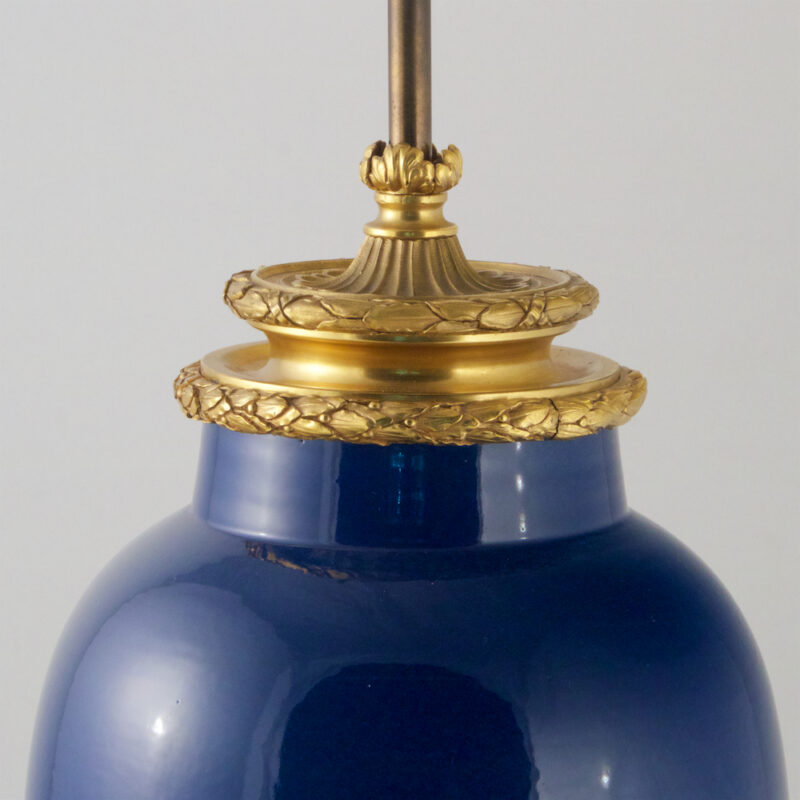 Antique Chinese Blue Padre Porcelain Table Lamp