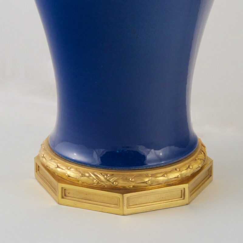 Antique Chinese Blue Padre Porcelain Table Lamp