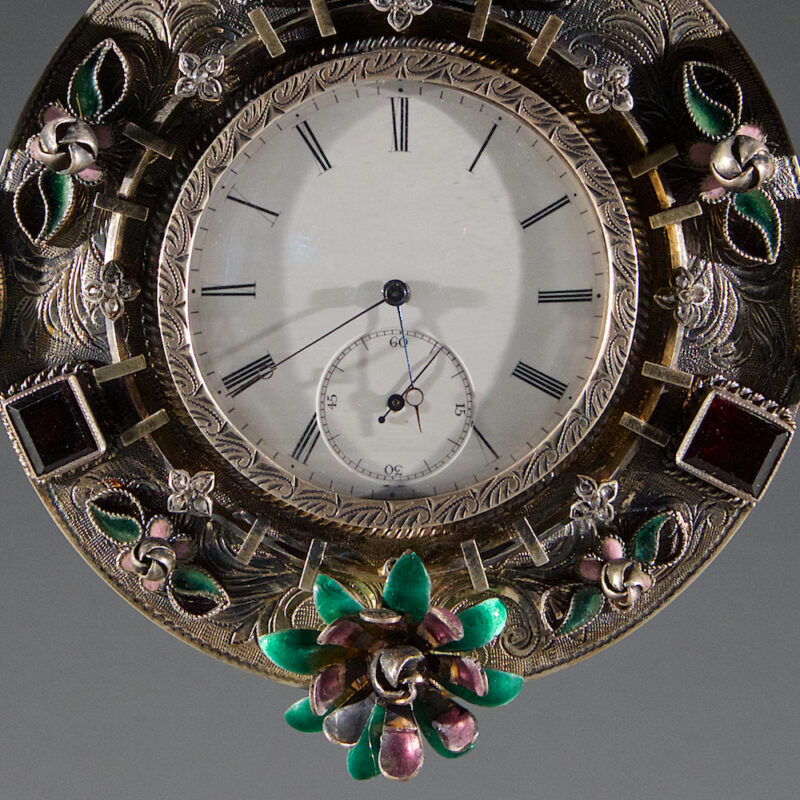 Silver and Gem-Set Clock