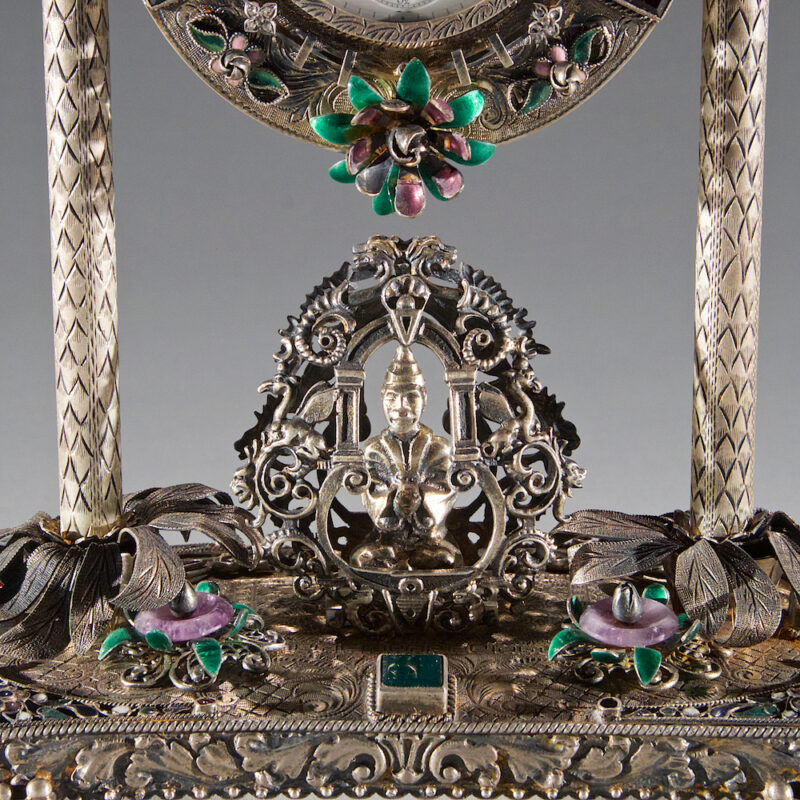 Silver and Gem-Set Clock