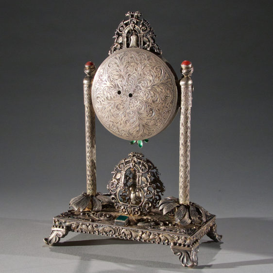 Silver and Gem-Set Clock