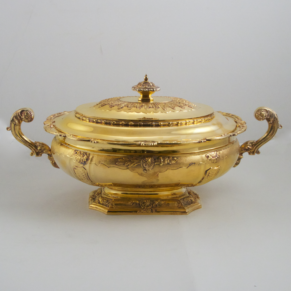 Tiffany Sterling Silver Gilt Oval Centerpiece, Jardiniere, Tureen