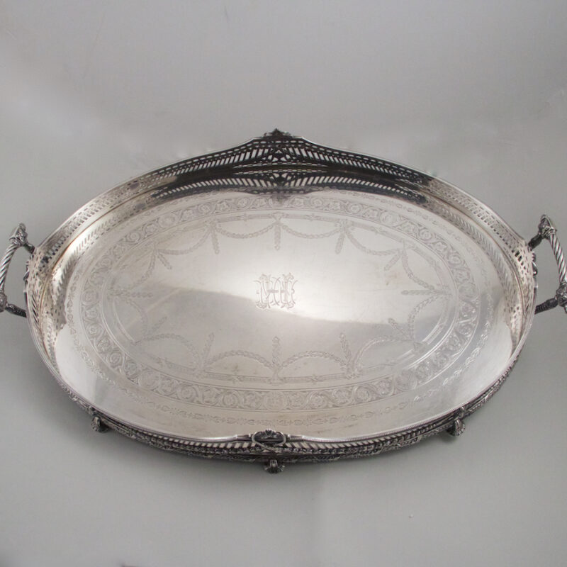 Large Oval Sterling Silver Gallery Tray