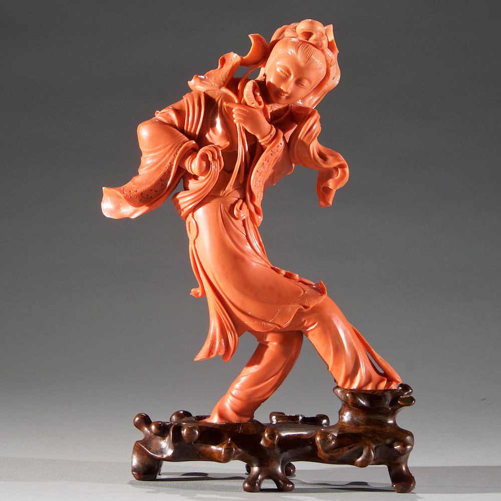 Carved Coral Dancer Sculpture - at Sakai Antiques - at the Manhattan Art and Antiques Center