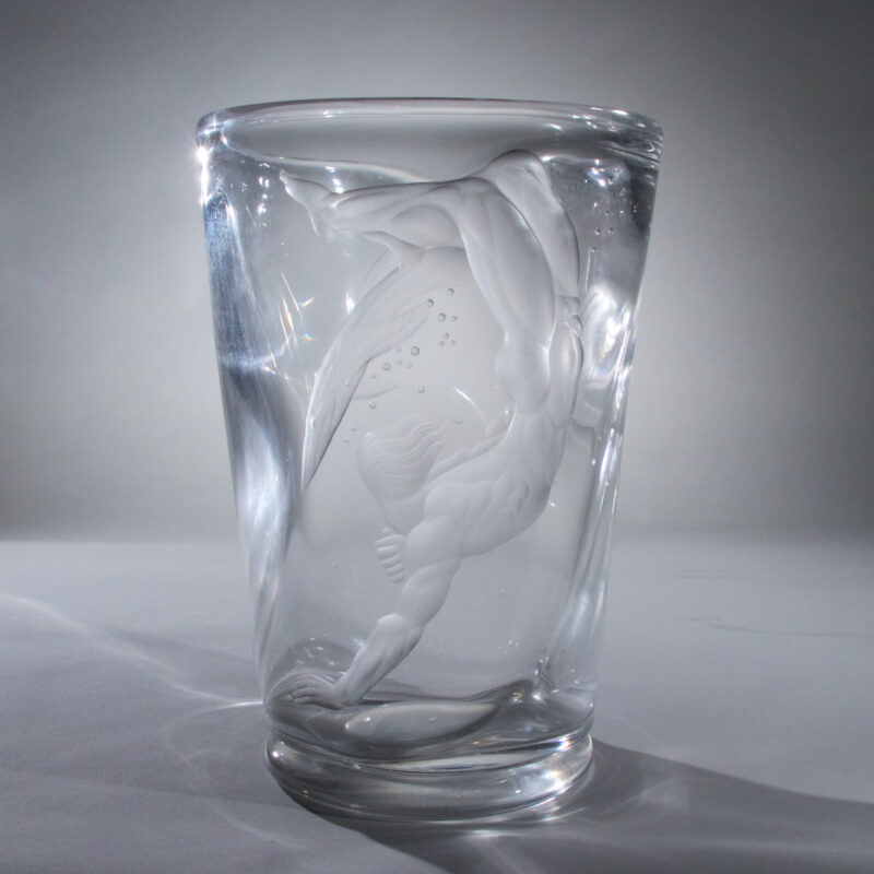 Vickie Lindstrand "For Orrefors Shark Siayer" Vase Circa 1940's