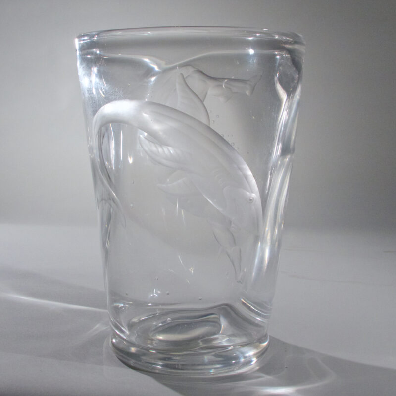 Vickie Lindstrand "For Orrefors Shark Siayer" Vase Circa 1940's
