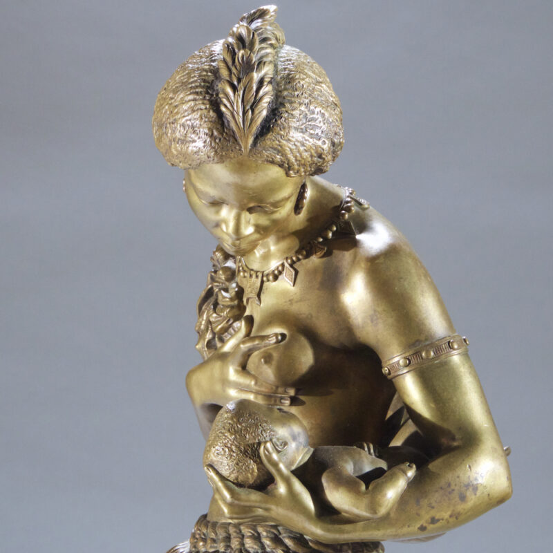"Mother and Child" Bronze Sculpture
