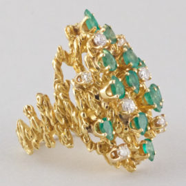 18K Gold Emerald and Diamond Ring